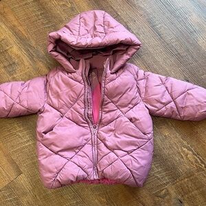 Zara Kids Pink Quilted Puffer Coat